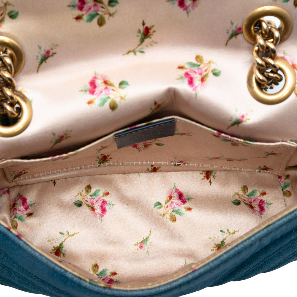 Pre-Loved Gucci Small GG Marmont Matelasse Denim Pearly Shoulder Bag - Picture 4 of 7